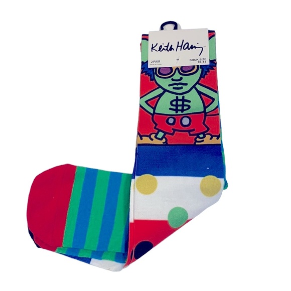 💛Keith Haring socks 2 pair NWT Sz 10 -13 - Picture 4 of 7
